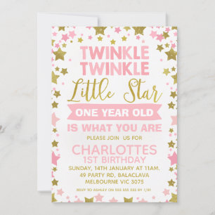 Pink Gold Twinkle Tinkle Little Star Geburtstag Einladung