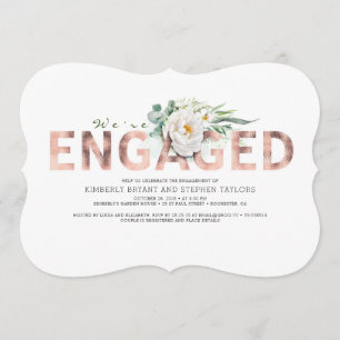 Pink-Gold-Typografie White Floral Engagement Party Einladung