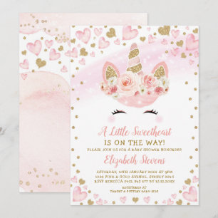 Pink Gold Unicorn Sweetheart Baby Dusche Magisch Einladung