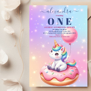 Pink Gold Unicorn Watercolor Girl Birthday Party Einladung