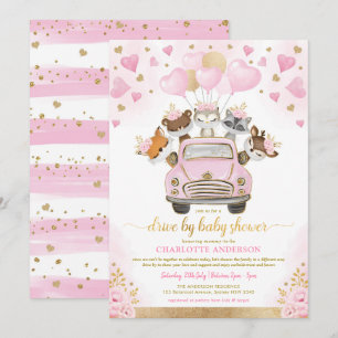 Pink Gold Valentines Woodland Drive by Baby Dusche Einladung