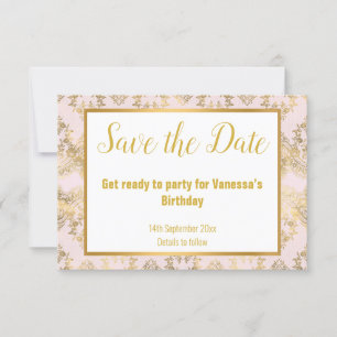 PINK GOLD VIKTORIANISCH ELEGANT SAVE THE DATE RSVP KARTE