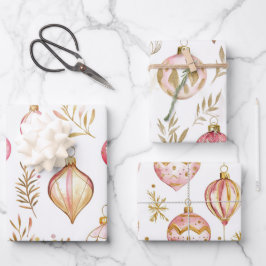 Pink Gold Vintage Weihnachtsschmuck Geschenkpapier Set