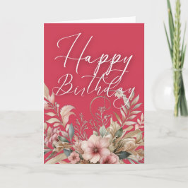 Pink Gold Wasserfarbe Boho Floral Herzlichen Glück Karte