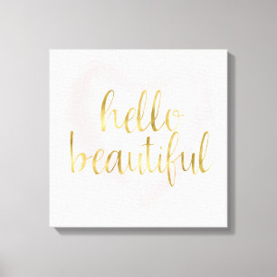 Pink Gold Wasserfarbe Herz Hallo Schöne Leinwanddruck