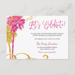 Pink Gold Watercolor Beach Bat Mitzvah Empfang Begleitkarte