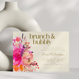 Pink Gold Watercolor Floral Bridal Brunch Nachrich Einladung