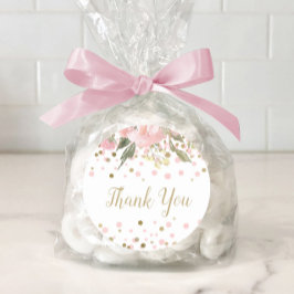 Pink Gold Watercolor Floral Gefallen Runder Aufkleber