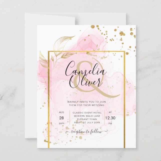 PINK GOLD WEDD Alkohol Tinte Abstrakt (Vorderseite)