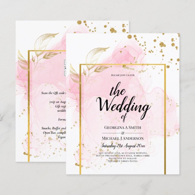 PINK GOLD WEDD Alkohol Tinte Abstrakt (Vorne/Hinten)