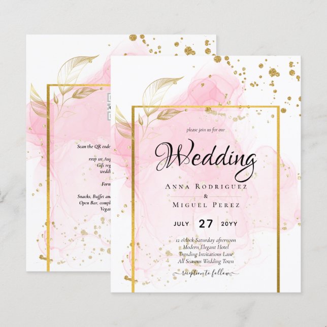 PINK GOLD WEDD Alkohol Tinte Abstrakt (Vorne/Hinten)