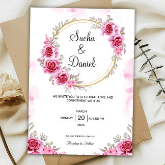Pink Gold Wedding Invitation Einladung