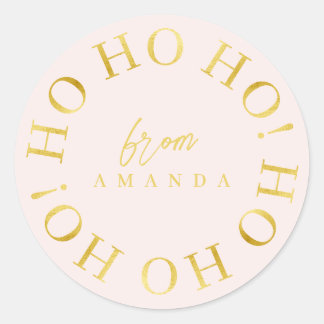 Pink Gold Weihnachten Ho Ho Ho ID1009 Runder Aufkleber