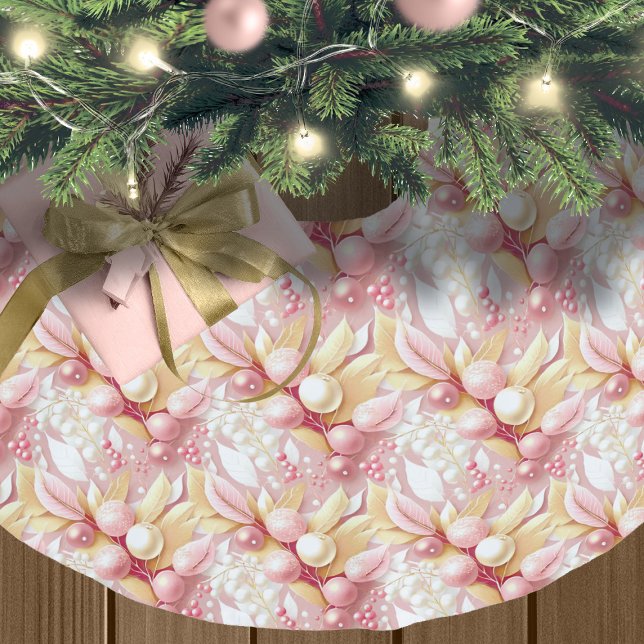 Pink Gold Weihnachten Merry Pattern#17 ID1009 Polyester Weihnachtsbaumdecke (Von Creator hochgeladen)