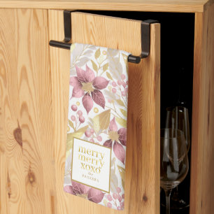 Pink Gold Weihnachten Merry Pattern#21 ID1009 Geschirrtuch