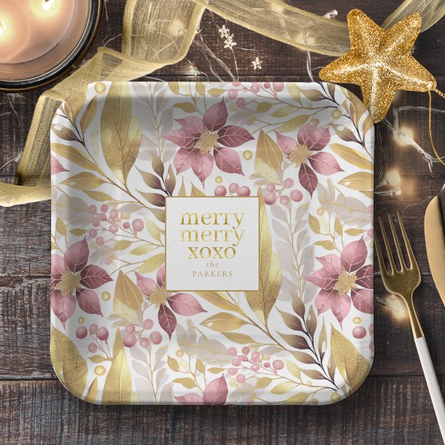 Pink Gold Weihnachten Merry Pattern#21 ID1009 Pappteller (Von Creator hochgeladen)