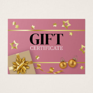 Pink Gold Weihnachtsball Stars Ribbon Geschenkkart