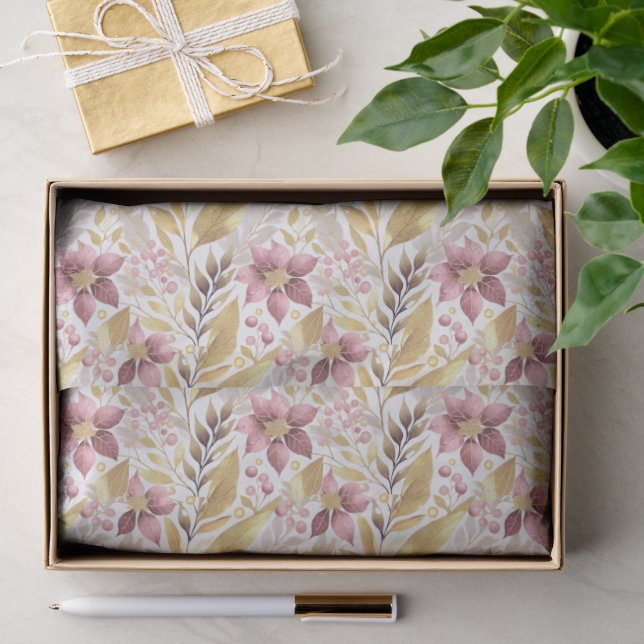 Pink Gold Weihnachtsmuster#21 ID1009 Seidenpapier (Geschenk)