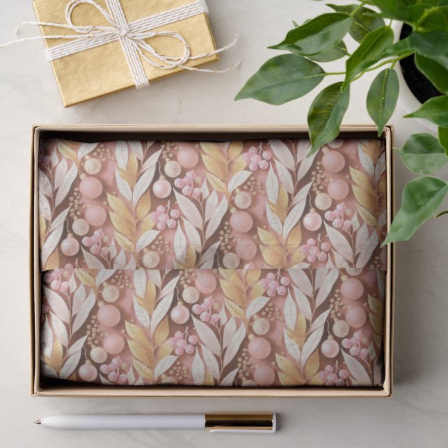 Pink Gold Weihnachtsmuster#22 ID1009 Seidenpapier (Geschenk)
