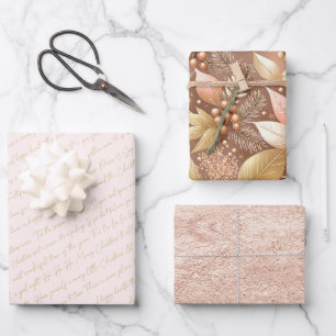 Pink Gold Weihnachtsmuster #2#8#32 ID1009 Geschenkpapier Set