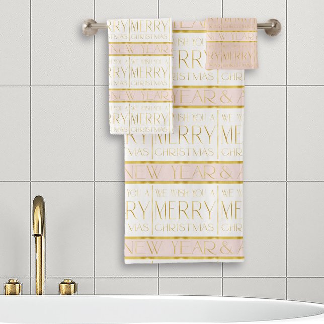 Pink Gold Weihnachtsmuster#35 ID1009 Badhandtuch Set (Von Creator hochgeladen)