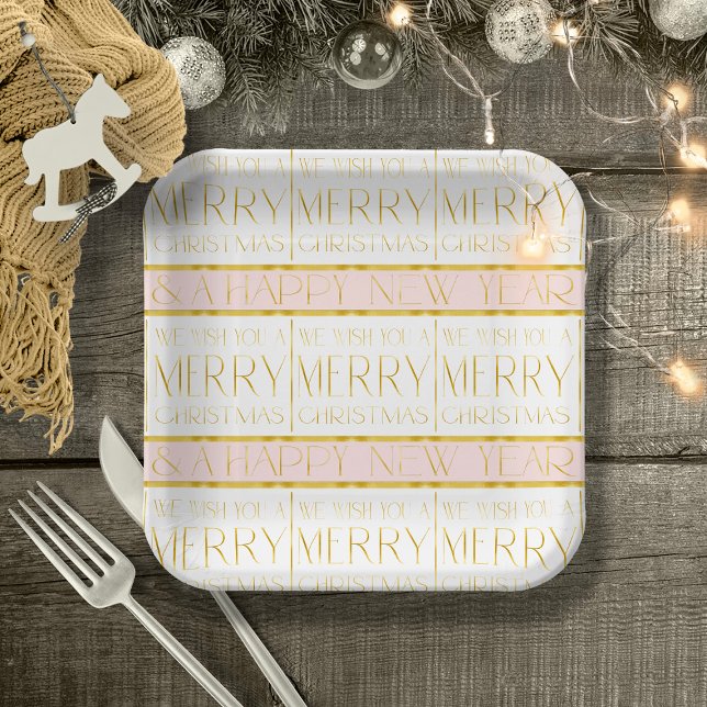 Pink Gold Weihnachtsmuster#35 ID1009 Pappteller (Von Creator hochgeladen)