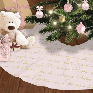 Pink Gold Weihnachtsmuster#36 ID1009 Polyester Weihnachtsbaumdecke