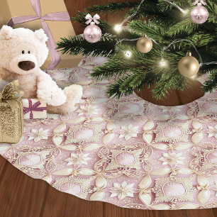 Pink Gold Weihnachtsmuster#3 ID1009 Polyester Weihnachtsbaumdecke