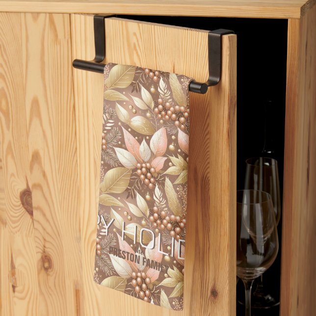 Pink Gold Weihnachtsmuster#8 ID1009 Geschirrtuch (Drittel gefaltet)