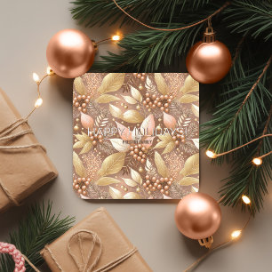 Pink Gold Weihnachtsmuster#8 ID1009 Rechteckiger Pappuntersetzer