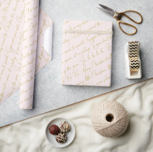 Pink Gold Weihnachtstypografie-Muster#36 ID1009 Geschenkpapier