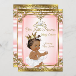 Pink Gold White Pearl Princess Baby Shower Dark 2 Einladung