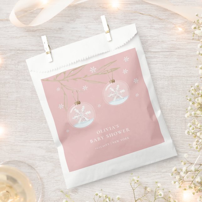 Pink Gold Winter Snowflake Babydusche Geschenktütchen (Ausgeschnitten)