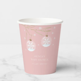 Pink Gold Winter Snowflake Babydusche Pappbecher
