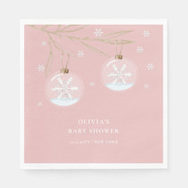 Pink Gold Winter Snowflake Babydusche Serviette