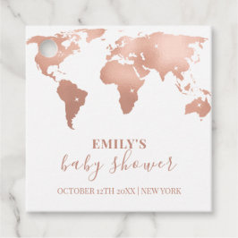 Pink Gold World Map Reiseabenteuerdusche Baby Geschenkanhänger