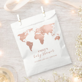 Pink Gold World Map Reiseabenteuerdusche Baby Geschenktütchen