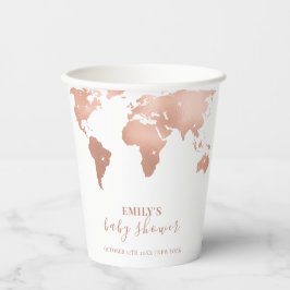 Pink Gold World Map Reiseabenteuerdusche Baby Pappbecher