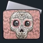 Pink & Gold Zuckerschädel und Niedliche Herzkranke Laptopschutzhülle<br><div class="desc">Benutzerdefiniertes Design</div>