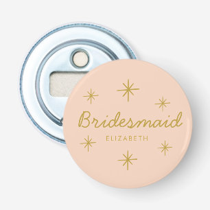 Pink Golden Calligraphy Stars Bridesmaid-Geschenk Flaschenöffner
