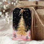 Pink Golden Christmas Tree Geschenkanhänger<br><div class="desc">Pink Golden Christmas Tree Gift Tags</div>