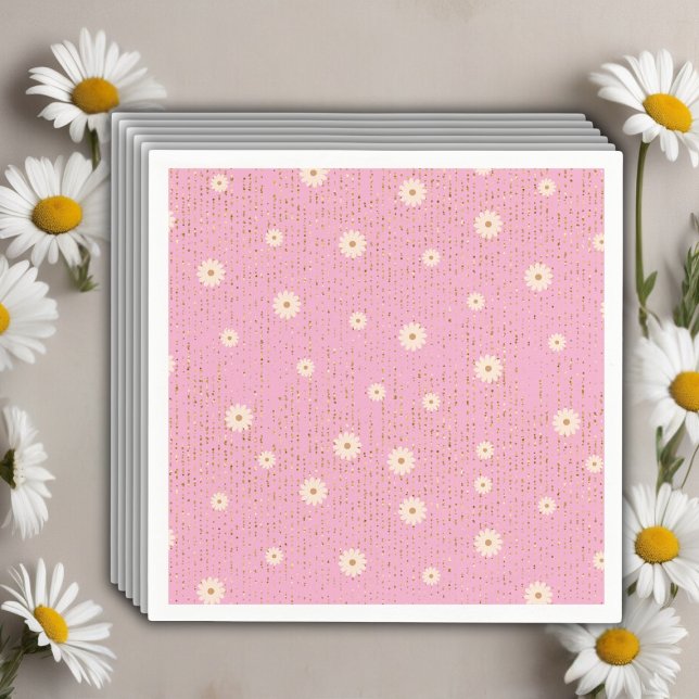 Pink Golden Daisy Glitzer Glow Baby Dusche Serviette (Von Creator hochgeladen)