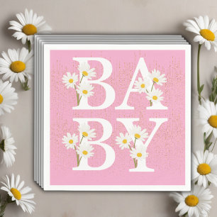 Pink Golden Daisy Glitzer Glow Baby Dusche Serviette