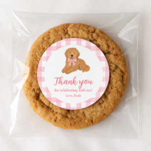 Pink Golden Doodle Geburtstags-Dankeschön-Geschenk Runder Aufkleber