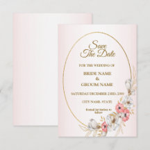 Pink Golden Floral Geometric Peach Wedding