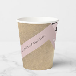 Pink Golden Geometric Muster Graduation Party  Pappbecher