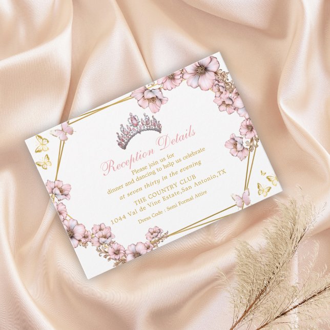 Pink Golden Tiara Butterfly Enclosure Card Begleitkarte (Von Creator hochgeladen)