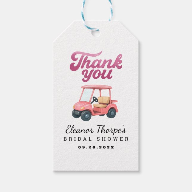 Pink Golf Baby Dusche Vielen Dank Tag Geschenkanhänger (Vorderseite)