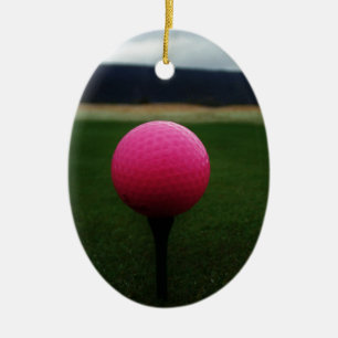 Pink Golf Ball auf dem Golfplatz Keramik Ornament
