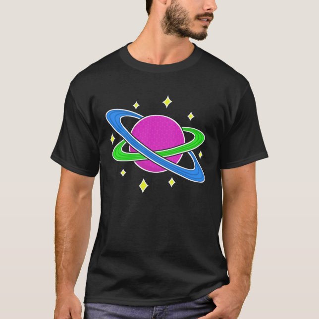 Pink Golf Ball Planet im Weltraum Niedlicher Golf  T-Shirt (Vorderseite)